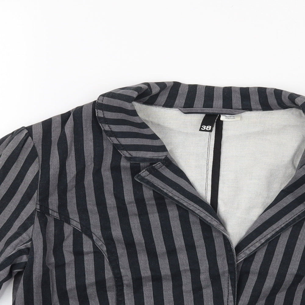 Divided Womens Grey Striped  Jacket Coat Size 10