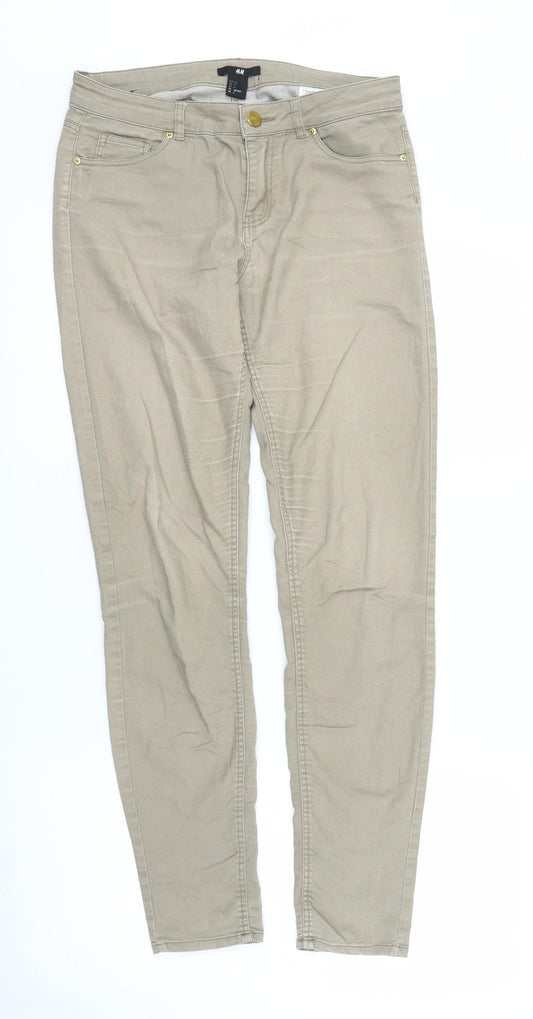 H&M Womens Beige  Denim Skinny Jeans Size 8 L28 in