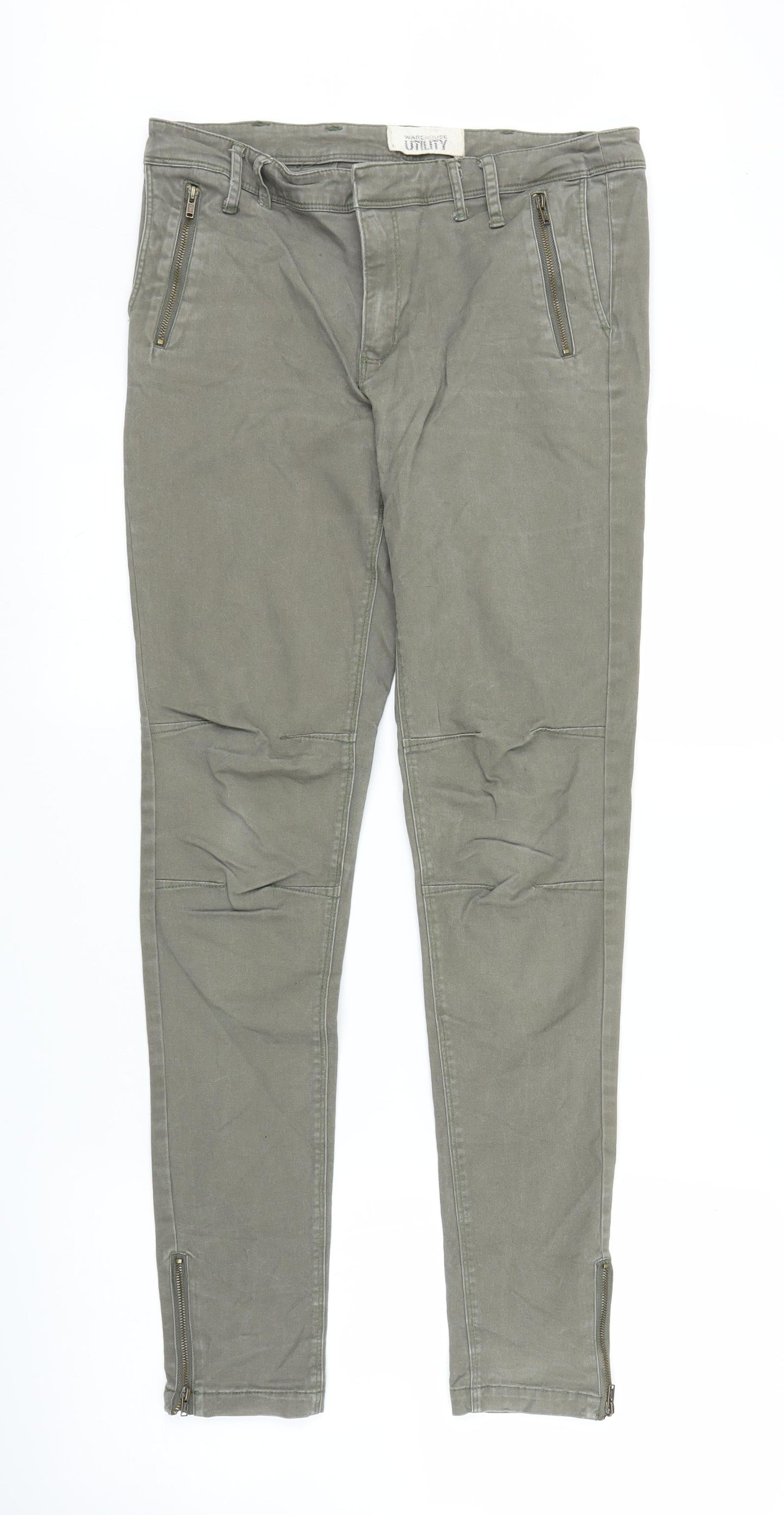 Warehouse Utility Womens Green  Denim Skinny Jeans Size 10 L27 in