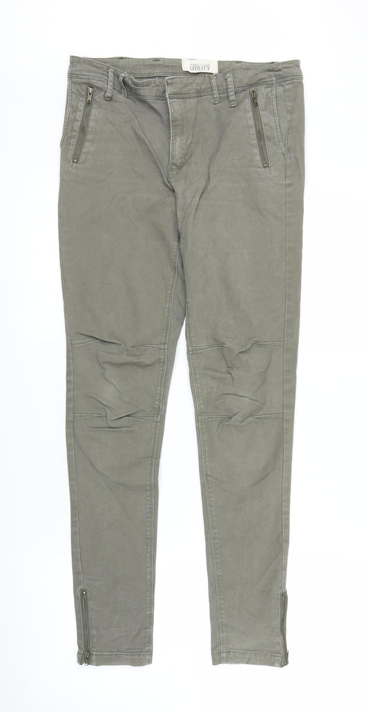 Warehouse Utility Womens Green  Denim Skinny Jeans Size 10 L27 in