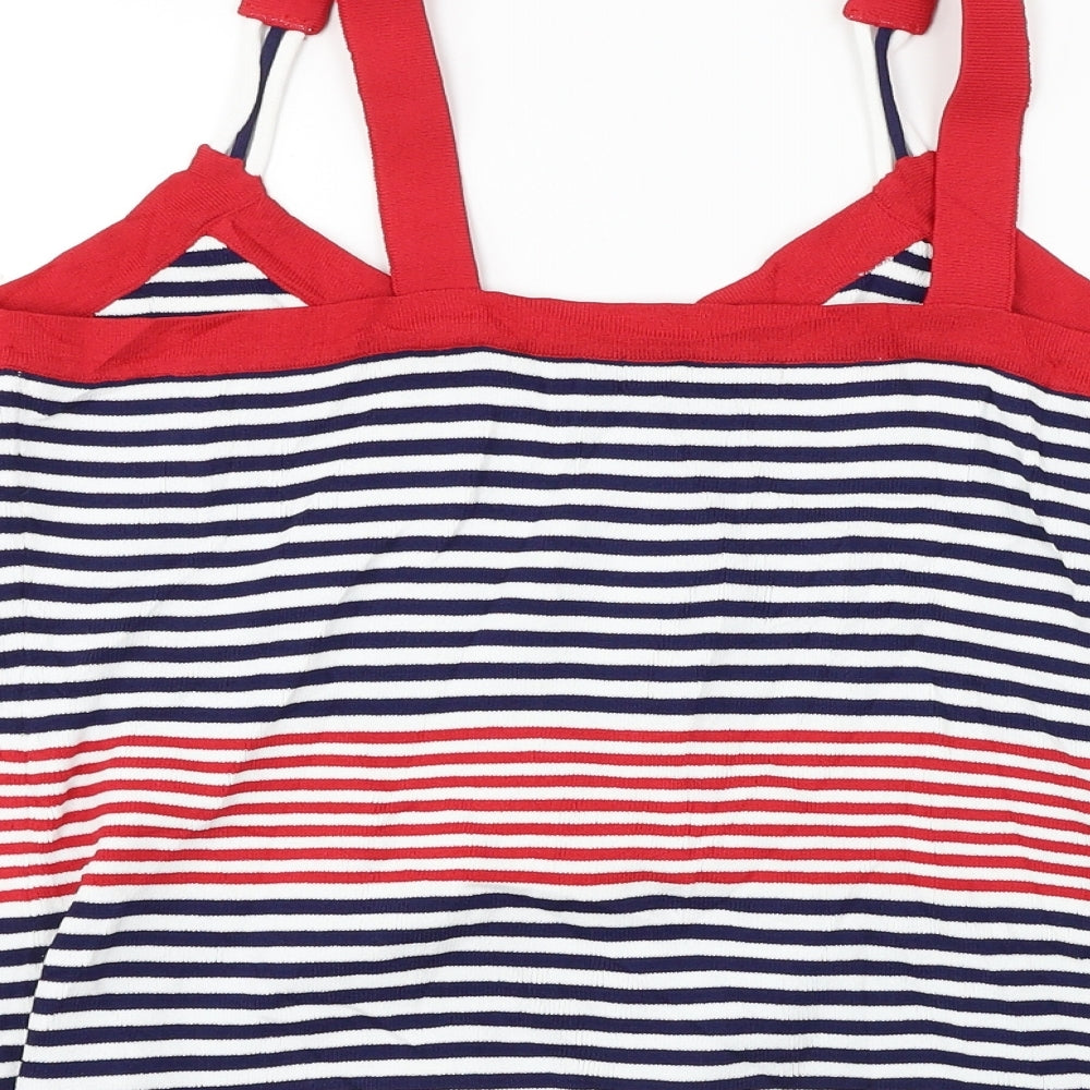 Sky Designs  Womens White Striped  Basic T-Shirt Size S