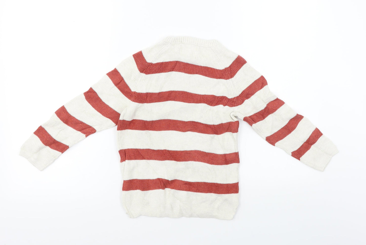 Zara  Girls White Striped  Pullover Jumper Size 7 Years