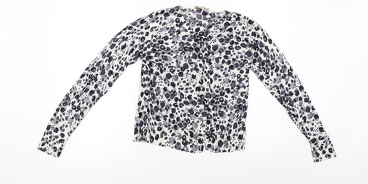 LOFT  Womens White Animal Print  Cardigan Jumper Size M