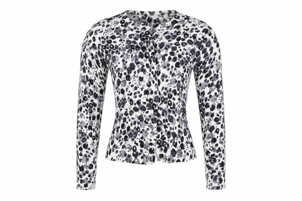LOFT  Womens White Animal Print  Cardigan Jumper Size M