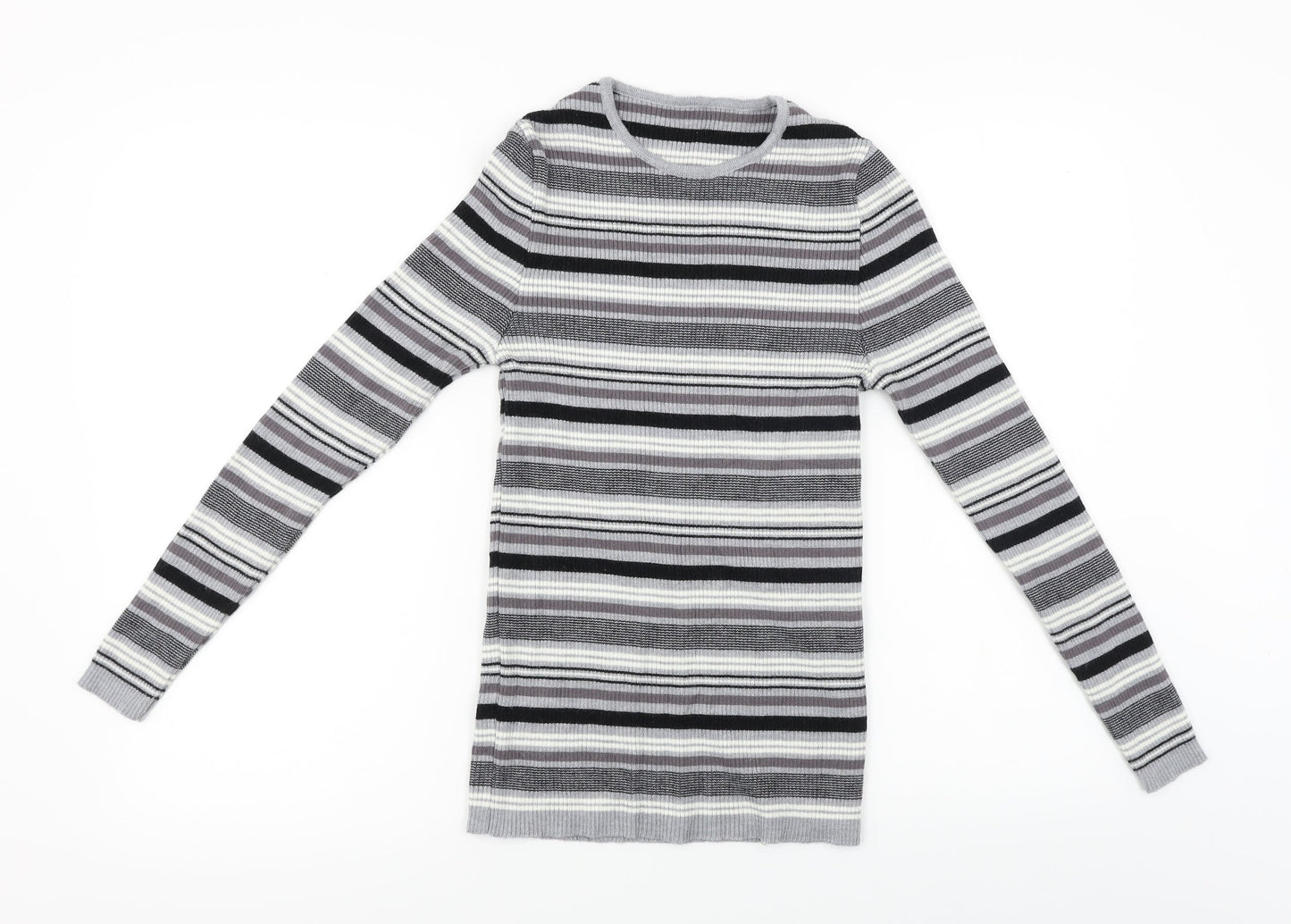 Preworn  Womens Grey Striped  Pullover Jumper Size 12