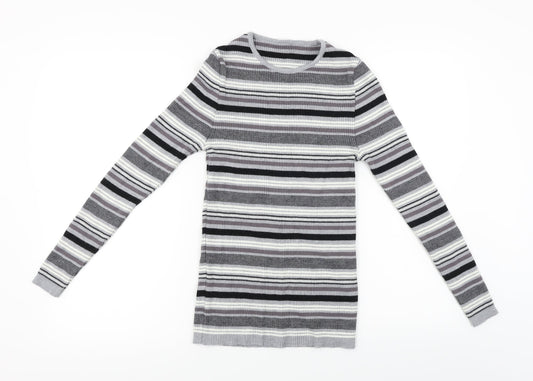 Preworn  Womens Grey Striped  Pullover Jumper Size 12