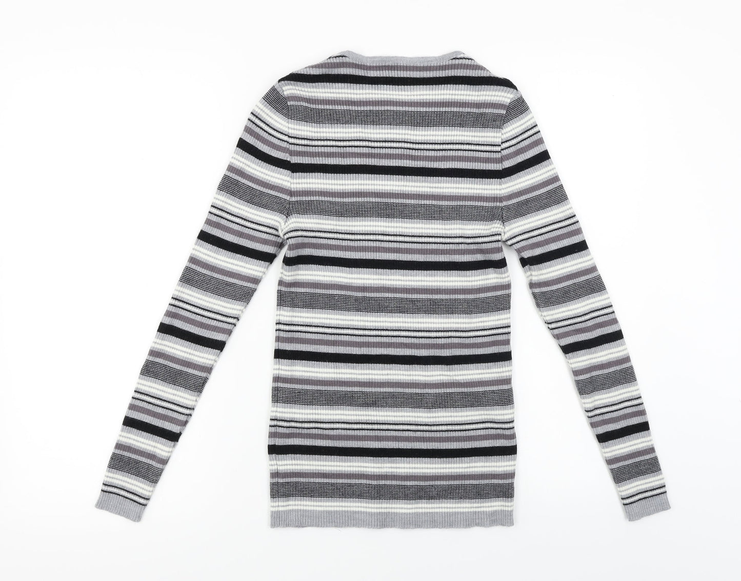Preworn  Womens Grey Striped  Pullover Jumper Size 12