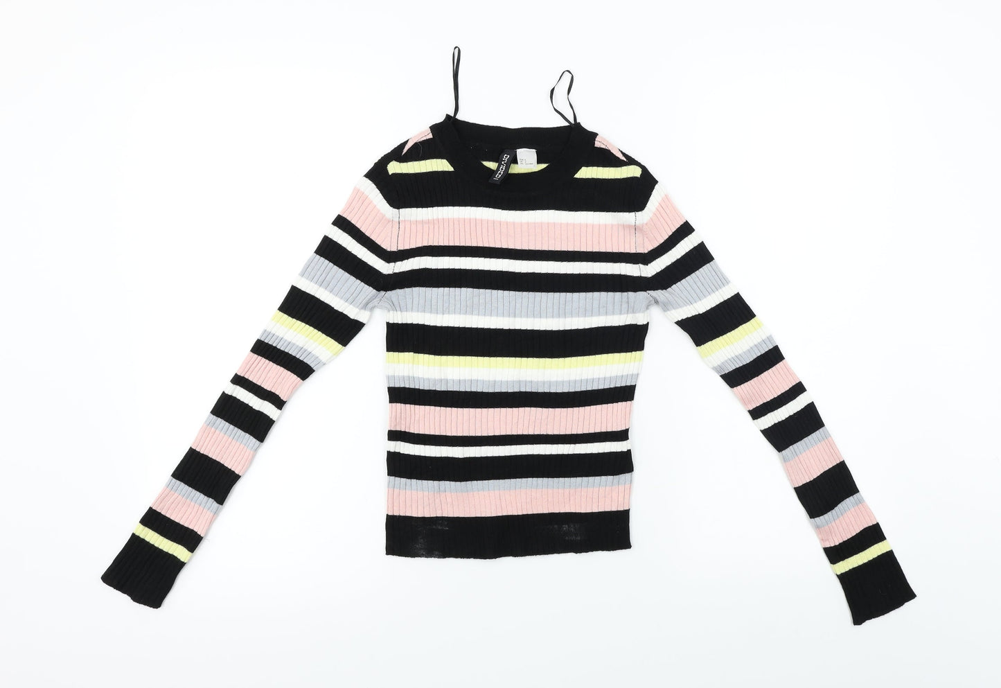 H&M  Womens Black Striped  Pullover Jumper Size S