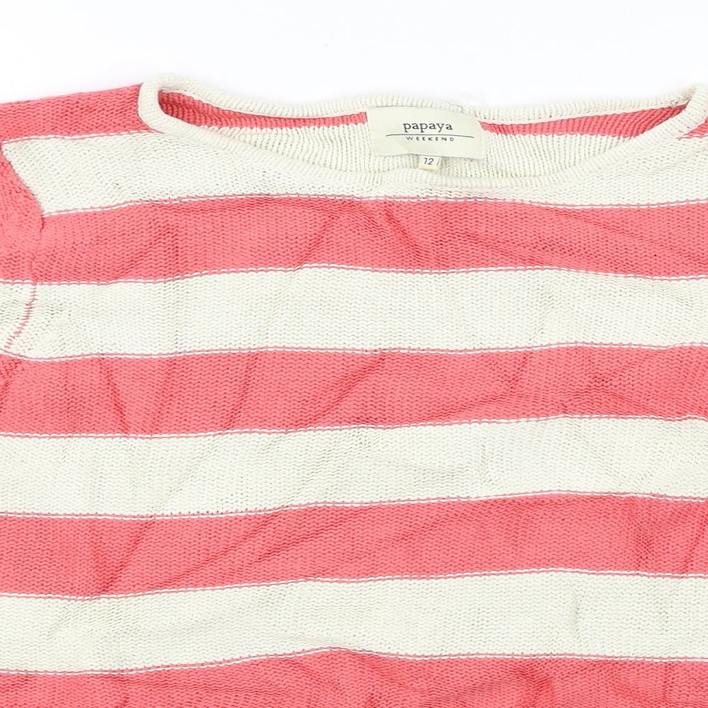Papaya  Womens Ivory Striped  Pullover Jumper Size 12
