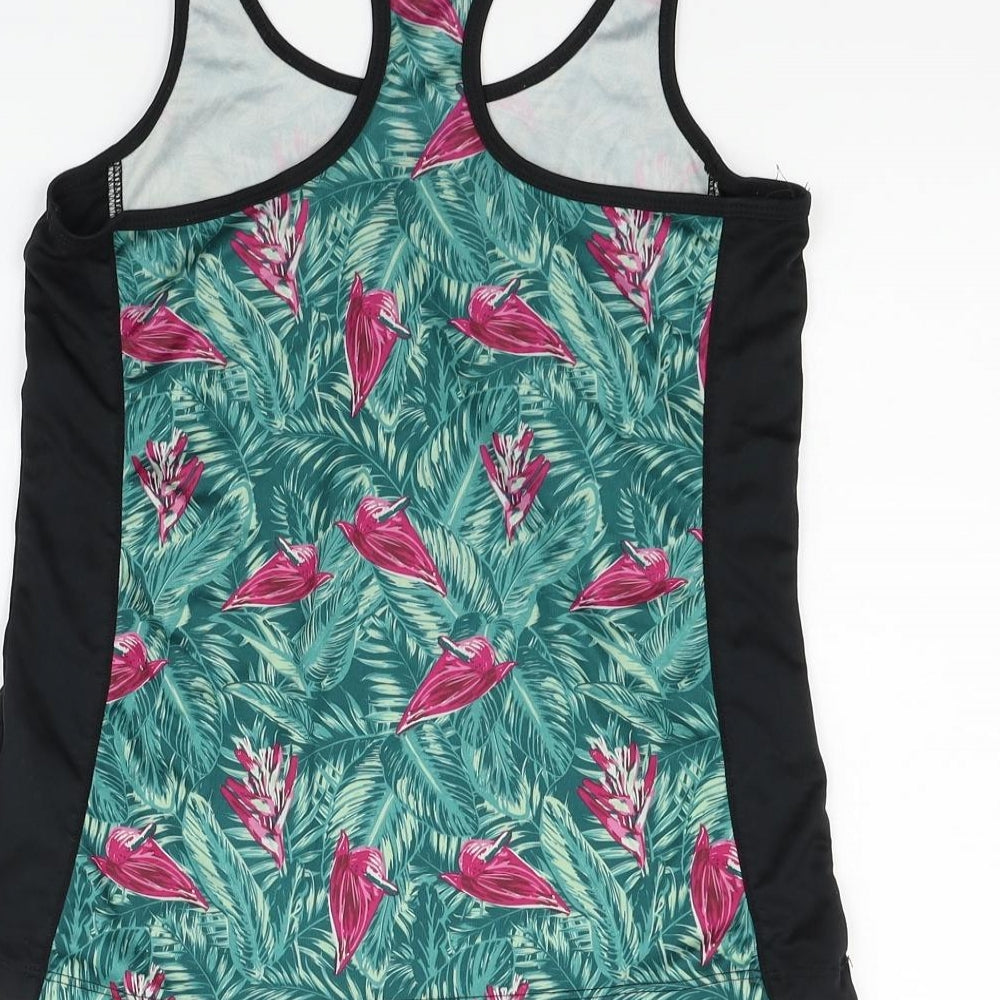 Critvit Womens Green Floral  Basic Tank Size S
