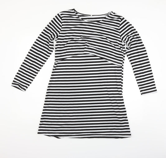 anan baby Womens White Striped  Fit & Flare  Size M