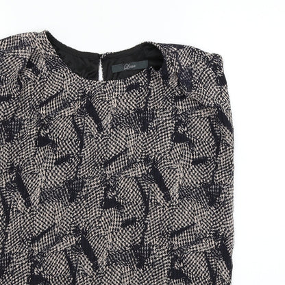 Preloved Preworn Womens Black Geometric  Basic Blouse Size 36 - Detail