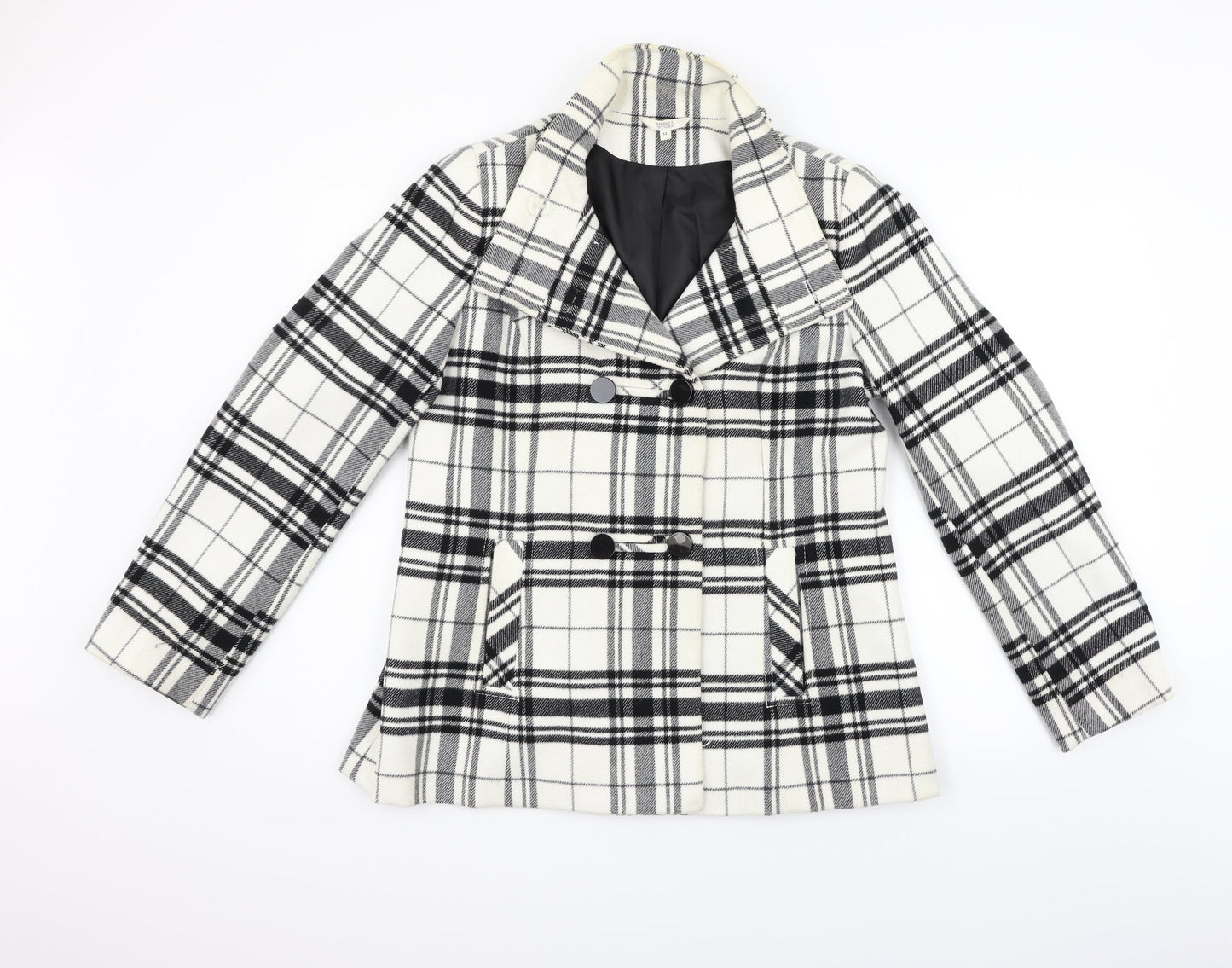 Marks and Spencer Womens White Check  Jacket Coat Size 12