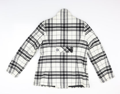 Preloved Marks and Spencer Womens White Check  Jacket Coat Size 12 - Back