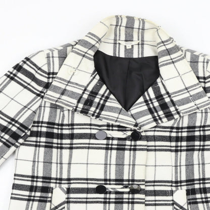 Preloved Marks and Spencer Womens White Check  Jacket Coat Size 12 - Detail