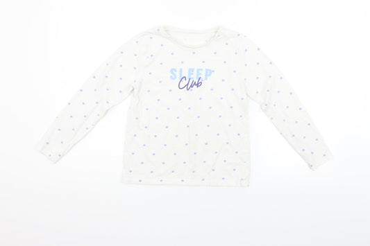 George Girls White Polka Dot  Basic T-Shirt Size 9-10 Years  - Sleep Club