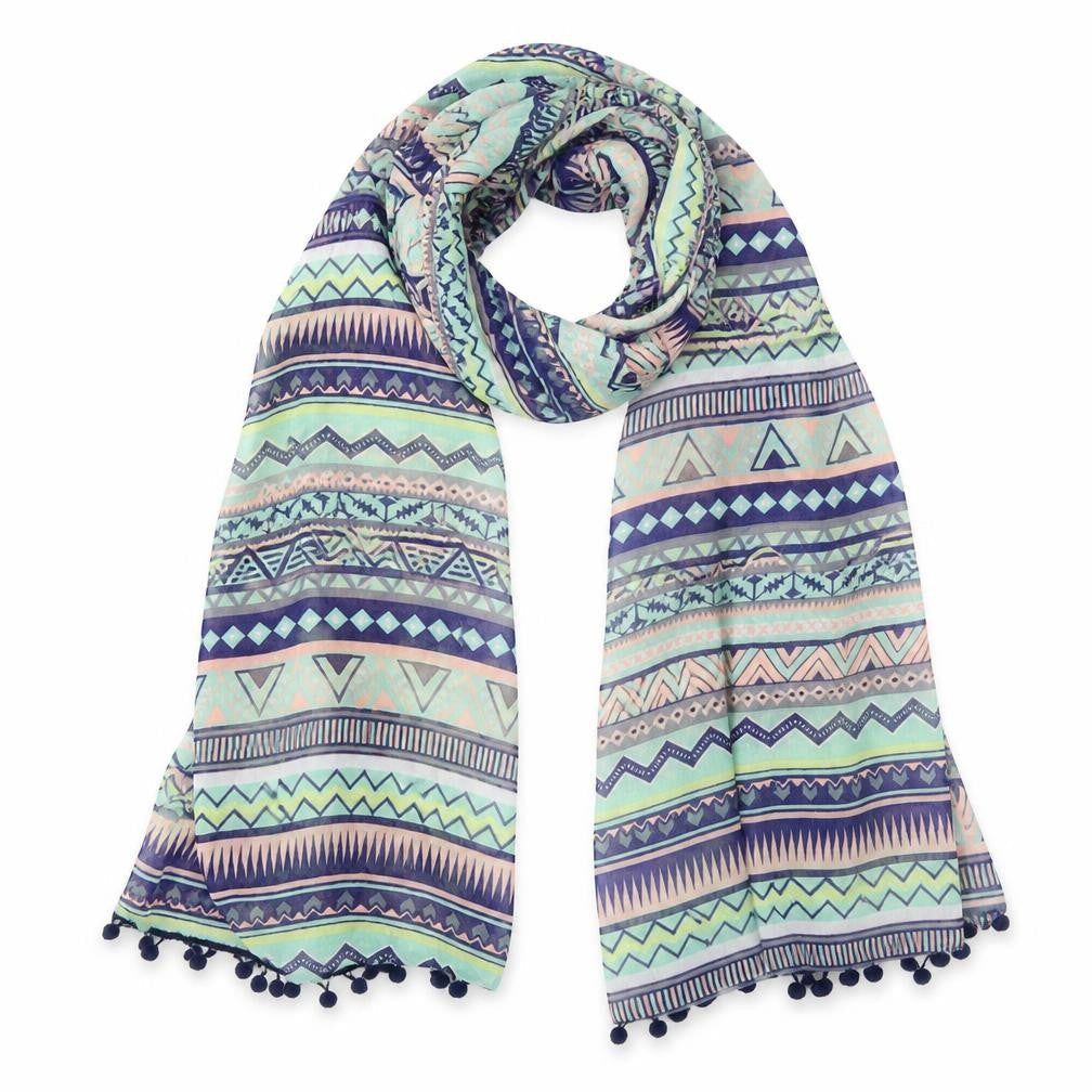 Preworn Womens Blue Geometric   Shawl/Wrap