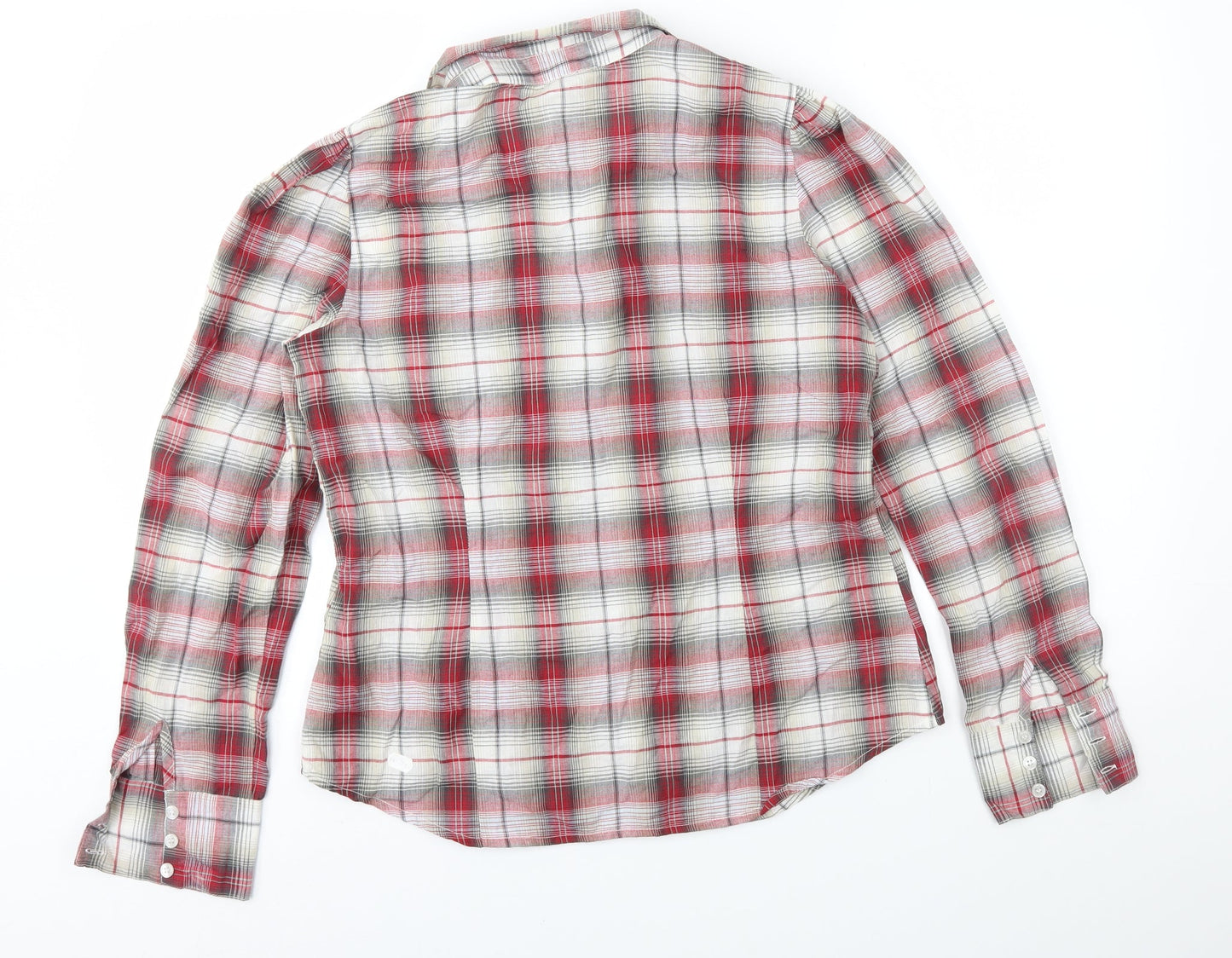 E-vie Womens Red Check  Basic Button-Up Size 14