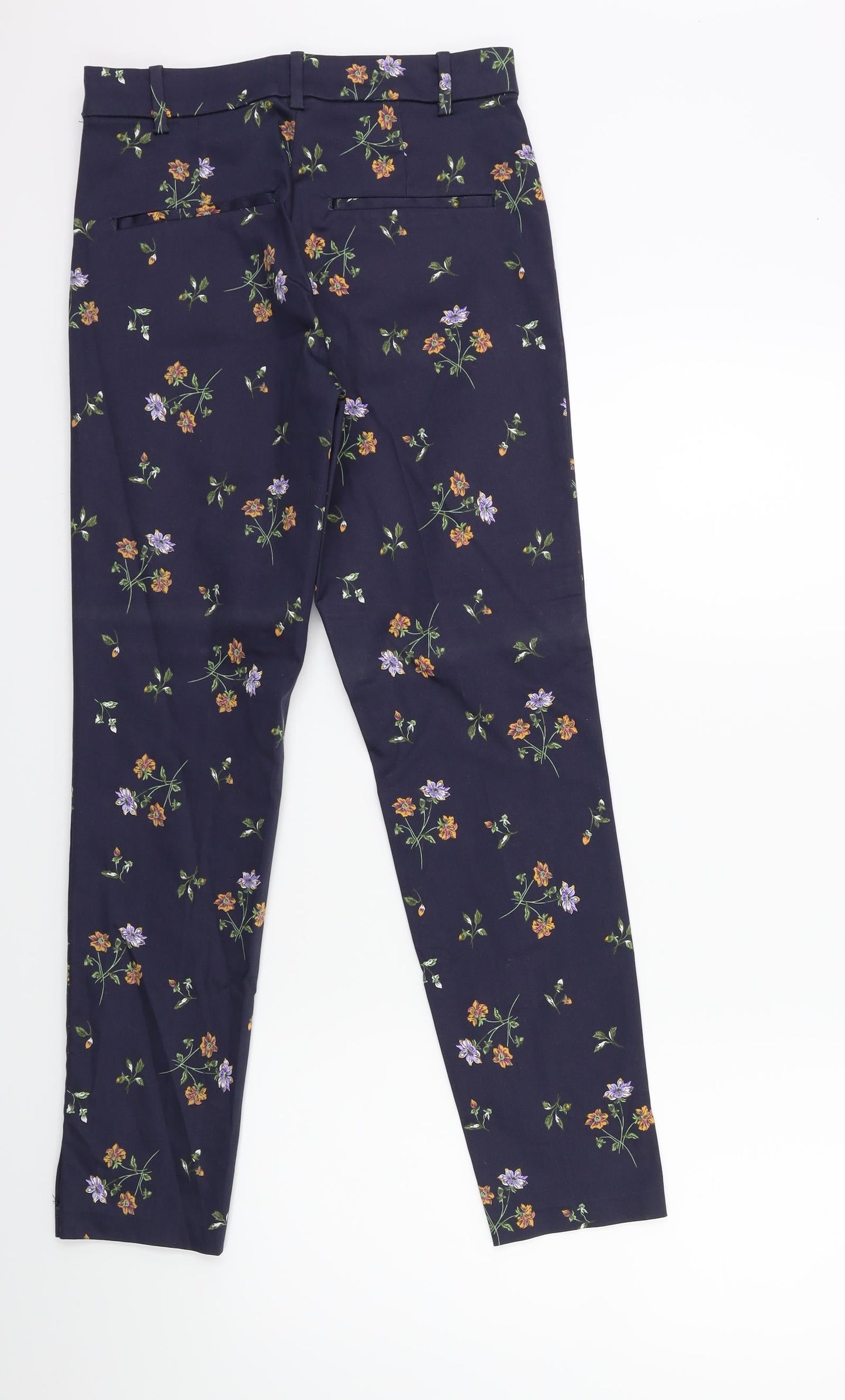 H&M Womens Blue Floral  Trousers  Size 8 L29 in