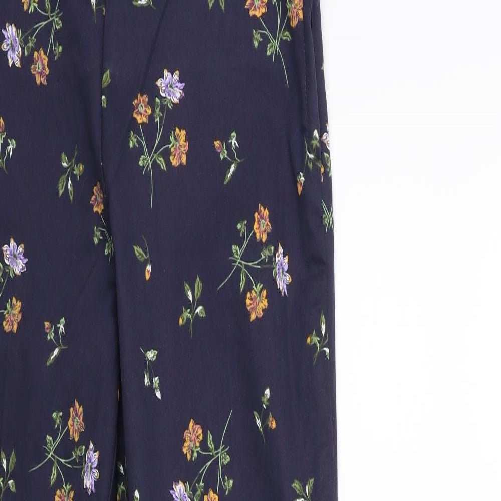 H&M Womens Blue Floral  Trousers  Size 8 L29 in