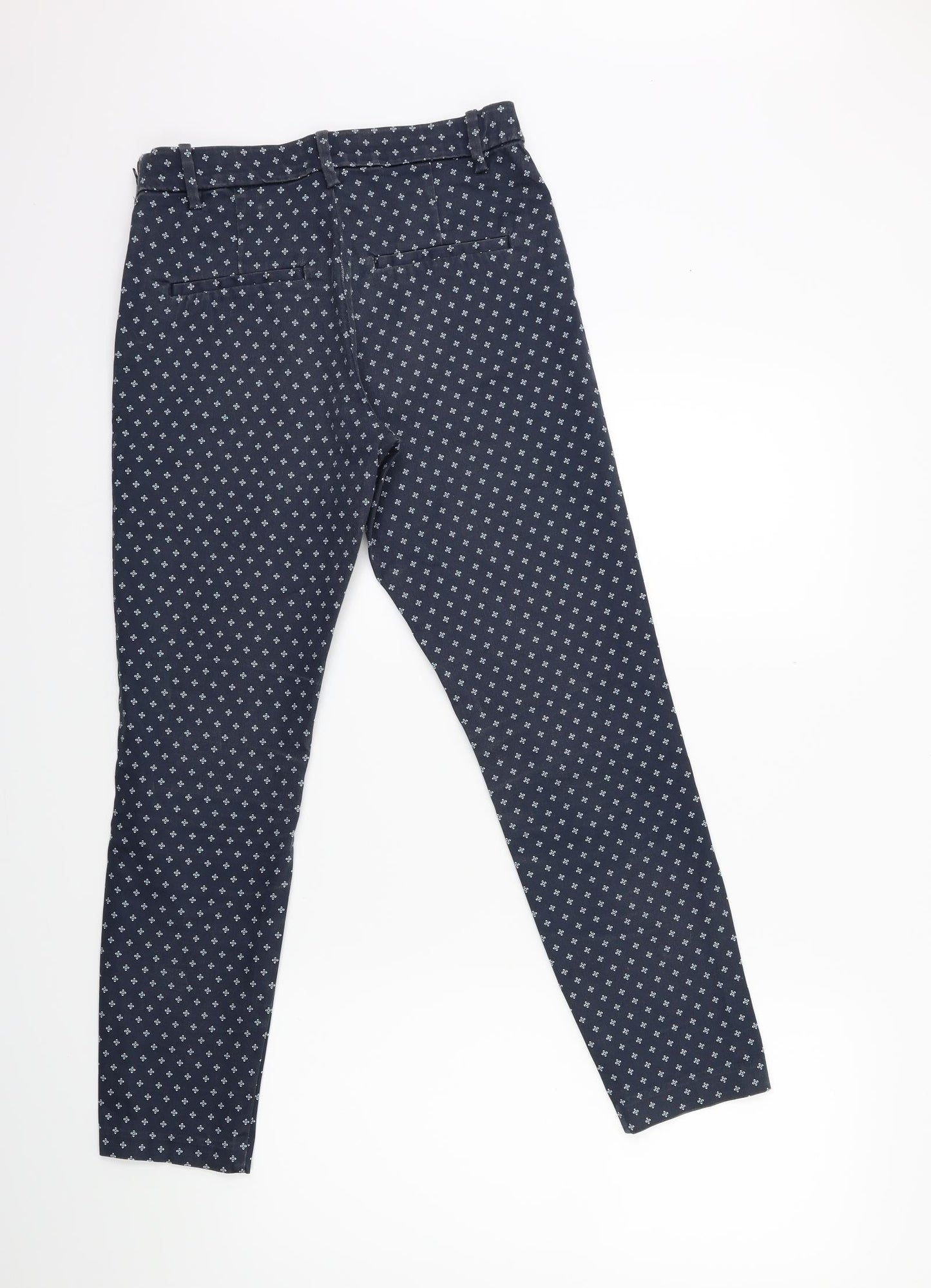 H&M Womens Blue Geometric  Trousers  Size 10 L27 in