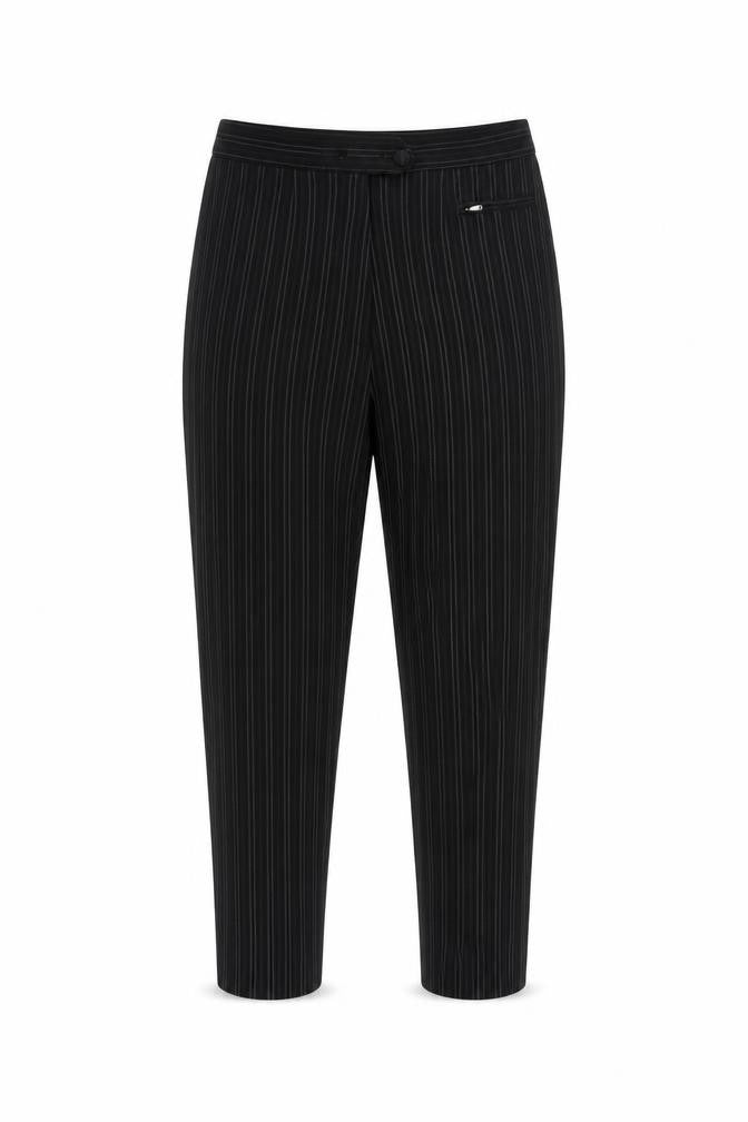 C&A Womens Black Striped Rayon Trousers  Size 16 L28 in