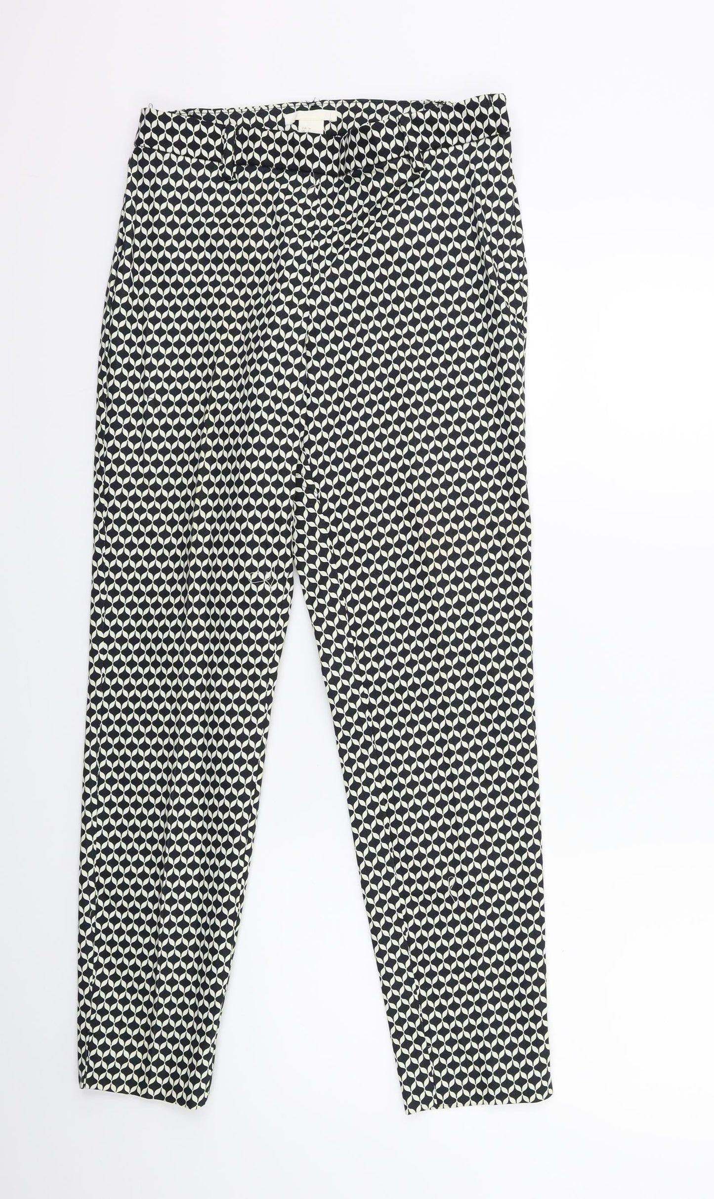 H&M Womens Black Geometric  Trousers  Size 8 L27 in