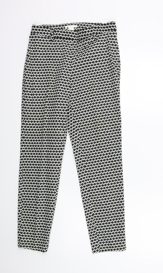 H&M Womens Black Geometric  Trousers  Size 8 L27 in