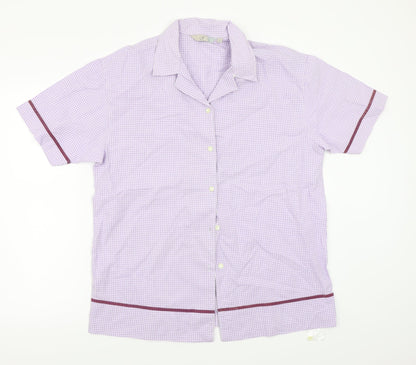 Jeff&Co Womens Purple Check  Basic Button-Up Size L