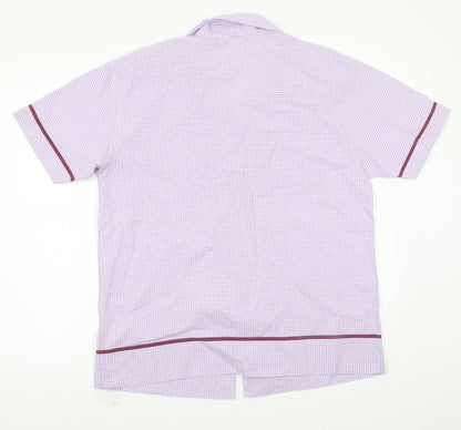 Jeff&Co Womens Purple Check  Basic Button-Up Size L
