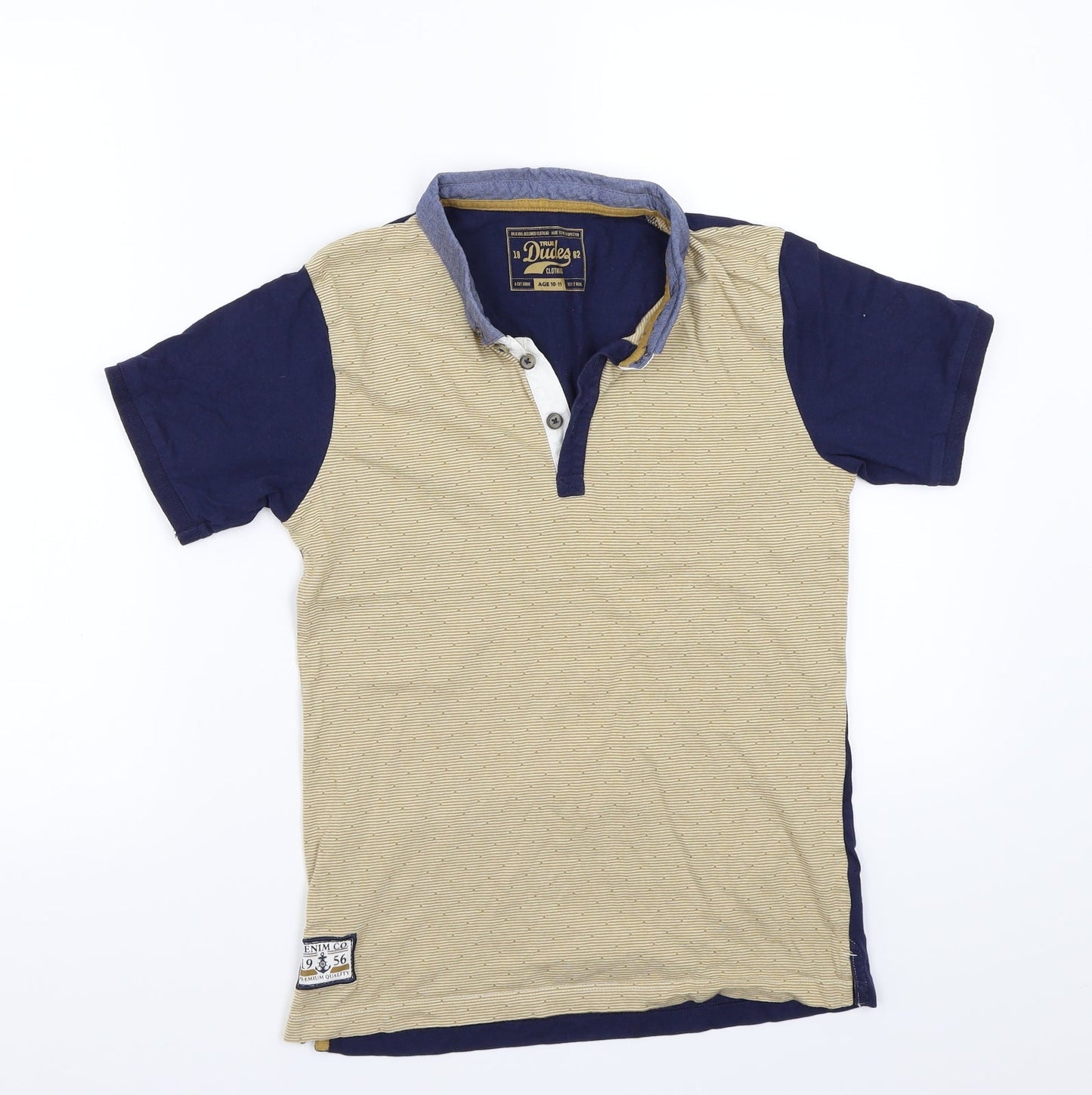 True dudes Boys Brown Striped  Basic Polo Size 10 Years