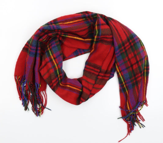 New Look Unisex Red Check Knit  Scarf