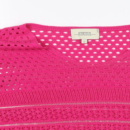 Preloved Papaya Womens Pink   Jersey Blouse Size S - Detail