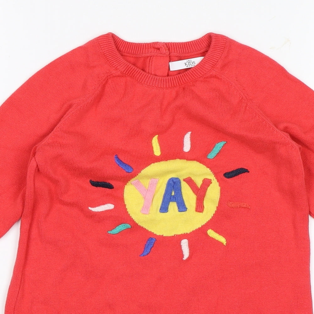 M&S Girls Red   Jersey T-Shirt Size 4-5 Years  - Yay