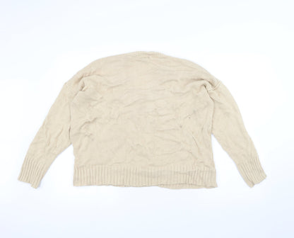 QED London Womens White  Knit Pullover Jumper Size M