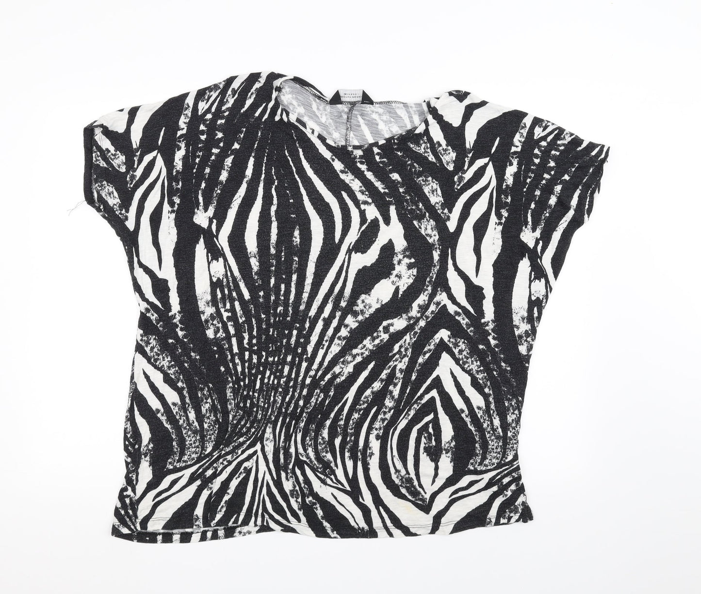 Dorothy Perkins Womens Black Animal Print  Basic T-Shirt Size M