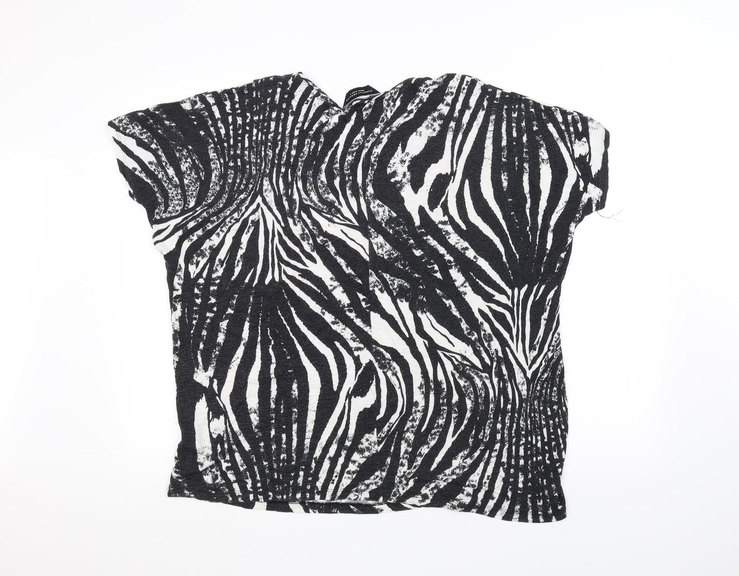 Dorothy Perkins Womens Black Animal Print  Basic T-Shirt Size M