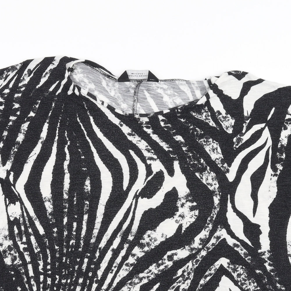 Dorothy Perkins Womens Black Animal Print  Basic T-Shirt Size M