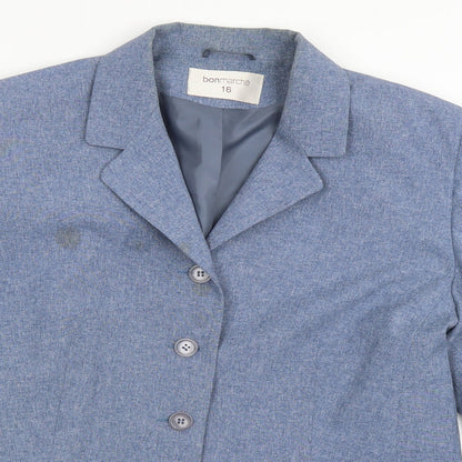 Preloved Bonmarché Womens Blue   Jacket Suit Jacket Size 16 - Detail