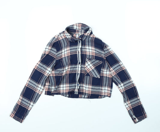 Atmosphere Womens Blue Check  Basic Button-Up Size 10