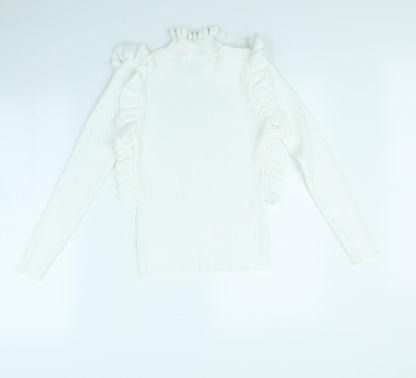 Preloved FLM Womens White   Pullover Jumper Size S - Back