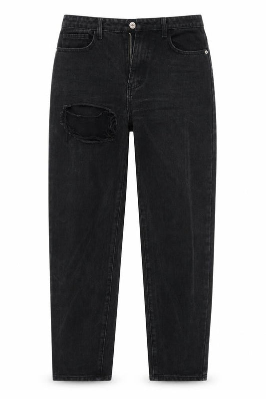 PRETTYLITTLETHING Womens Black  Denim Straight Jeans Size 12 L31 in