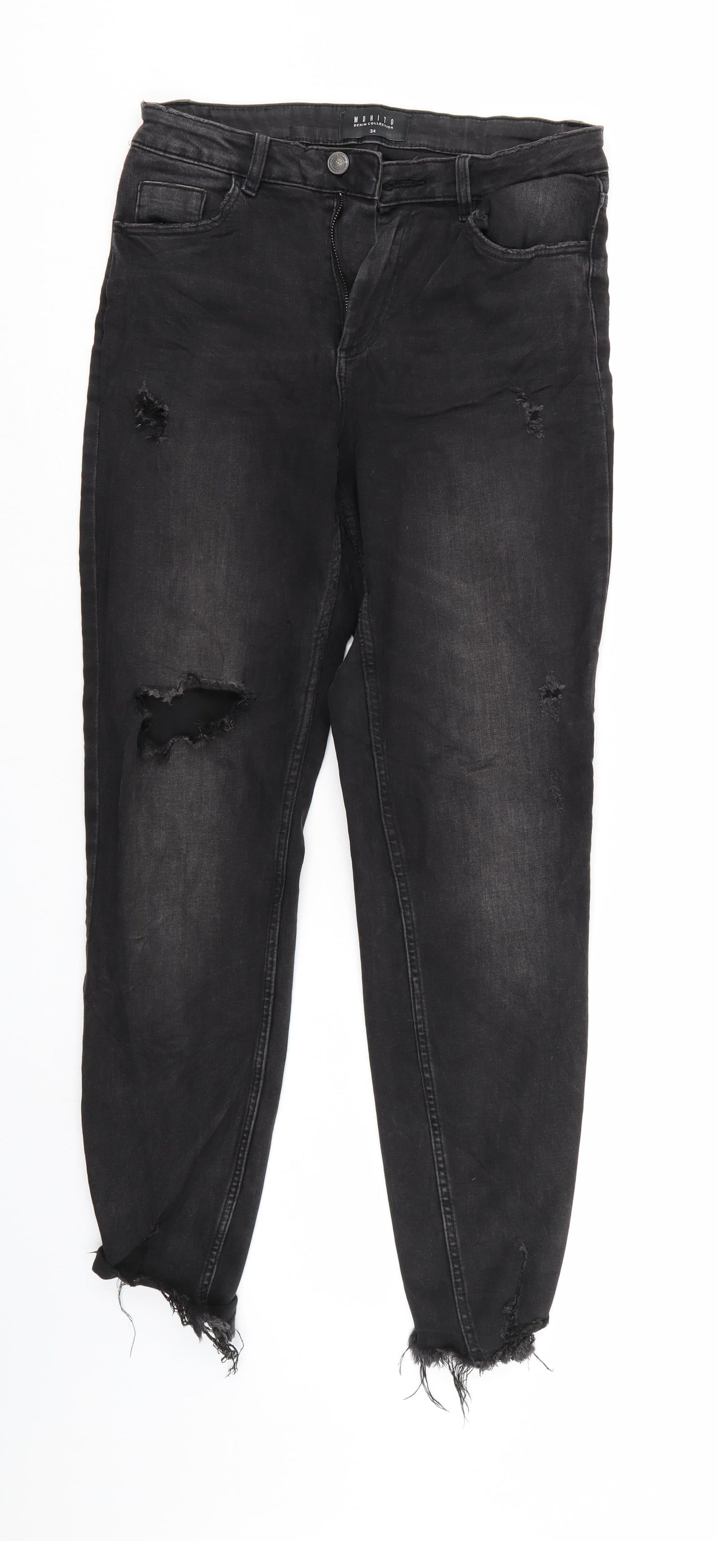MOHITO Womens Black  Denim Tapered Jeans Size 6 L26 in