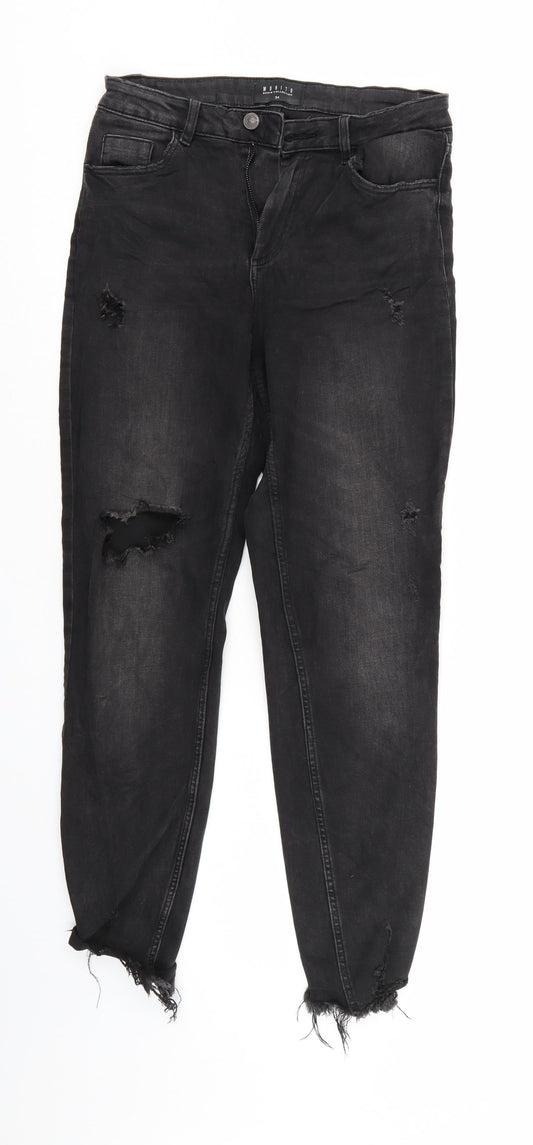 MOHITO Womens Black  Denim Tapered Jeans Size 6 L26 in