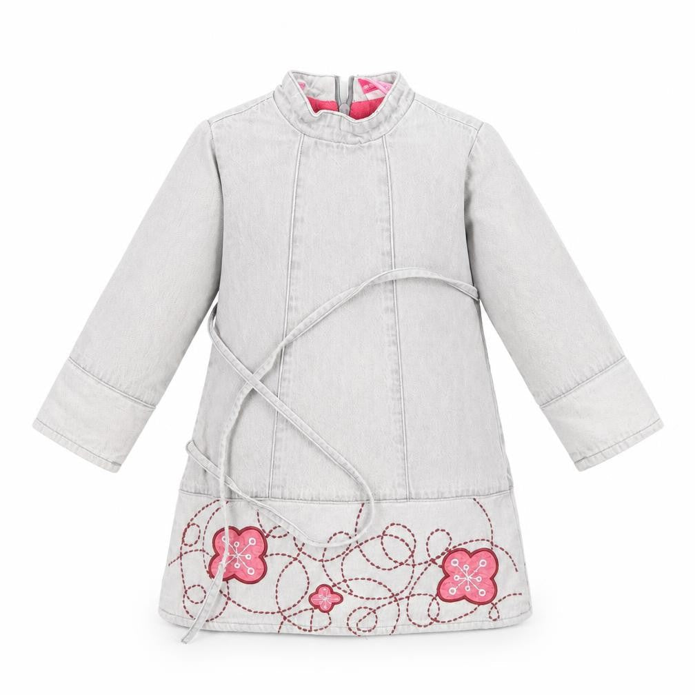 Du parseil Girls Grey Floral  Pinafore/Dungaree Dress  Size 24 Months