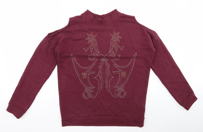 Preloved Preworn Girls Red  Rayon Pullover Jumper Size 10 Years - Front