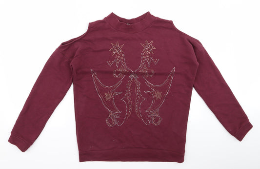 Preworn Girls Red  Rayon Pullover Jumper Size 10 Years