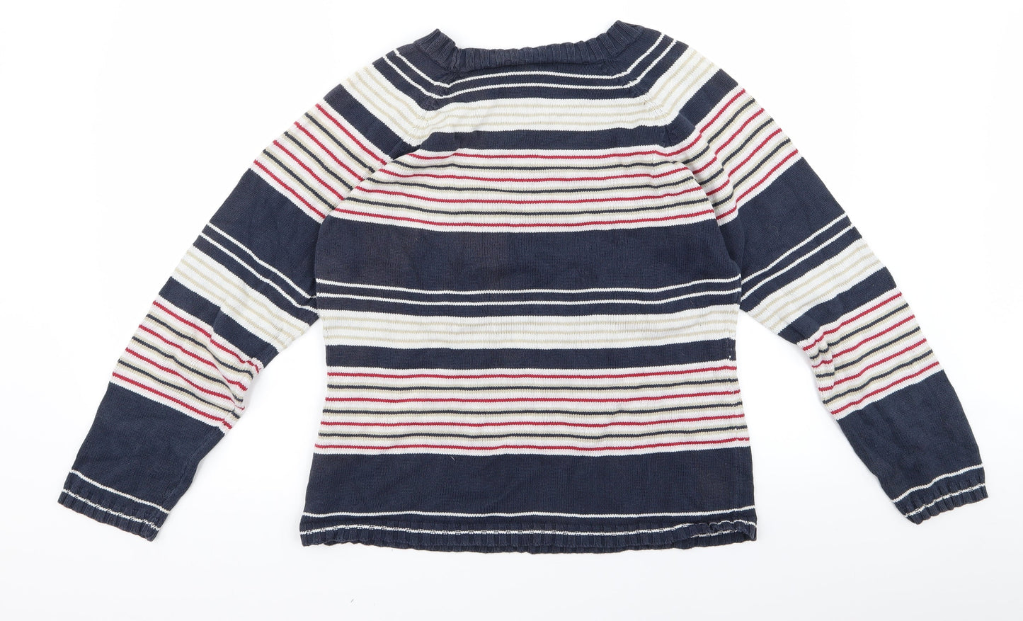 Preworn Girls Blue Striped  Pullover Jumper Size M