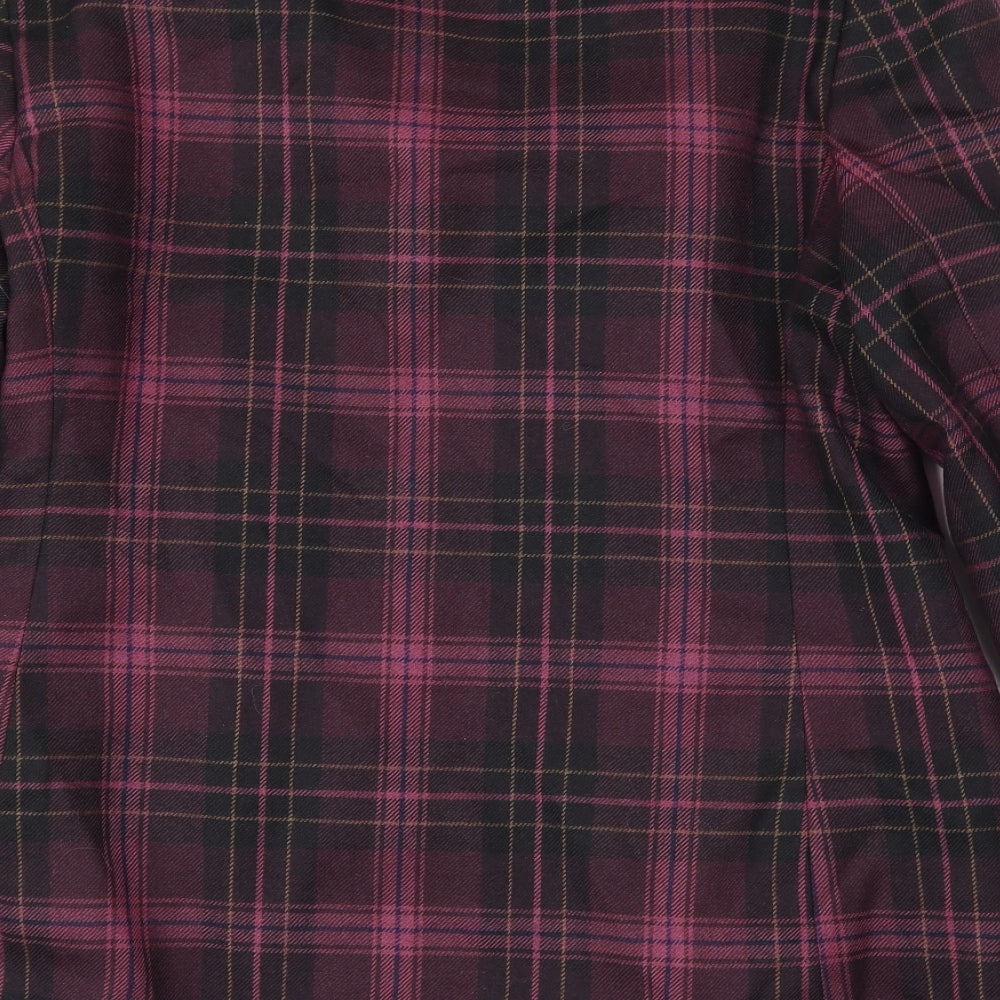 Woolmark Womens Purple Plaid  Pea Coat Blazer Size 16