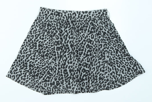 Soto Girls Grey Animal Print  Flare Skirt Size 11 Years